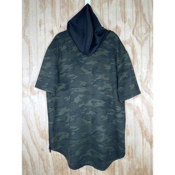 Marc Ecko Cut & Sew Camo Short Sleeve Hoodie Shirt Unisex XL Round Hem - Picture 8 of 9